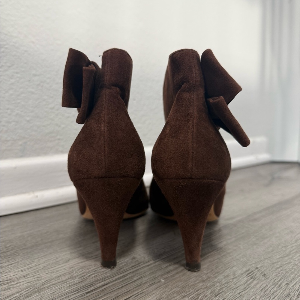 Bettye Muller Brown Suede Heeled Booties Size 8 - Picture 5 of 7